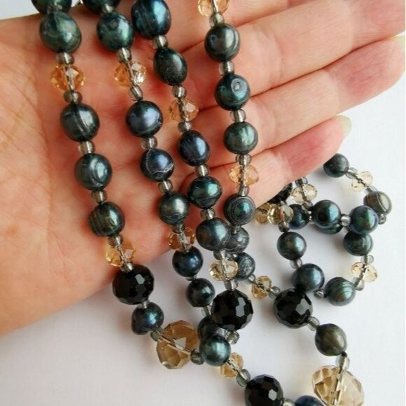 NEW Freshwater pearl and crystal rope necklace 46" - Picture 3 of 6